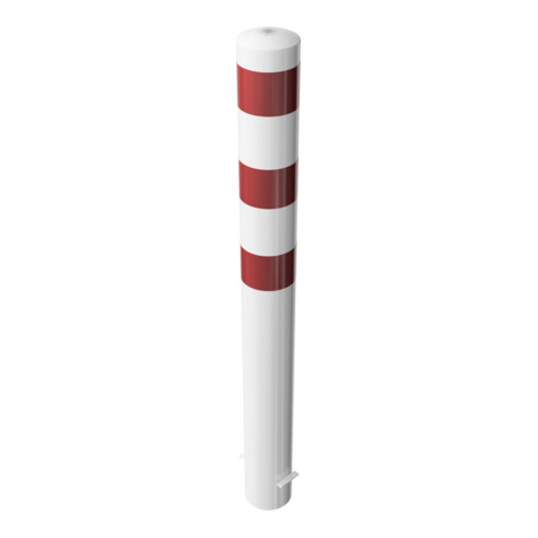 Schake Absperrpfosten Typ 40151B, ortsfest, zum Einbetonieren, Ø 152mm, Gesamtlänge:1500mm, weiß / rot
