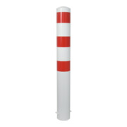 Schake Absperrpfosten Typ 40151B, ortsfest, zum Einbetonieren, Ø 152mm, Gesamtlänge:1500mm, weiß / rot