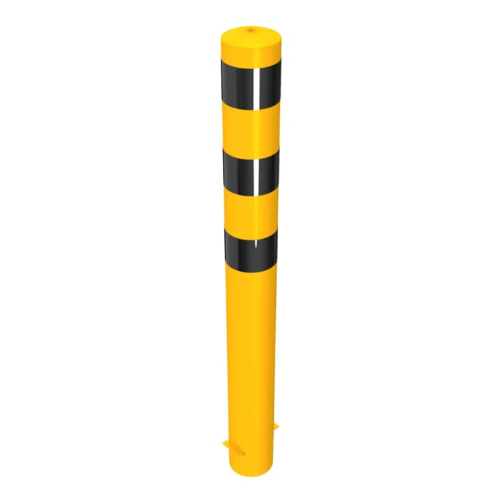 Schake Absperrpfosten Typ 40151BG, ortsfest, zum Einbetonieren, Ø 152mm, Gesamtlänge:1500mm, gelb/schwarz