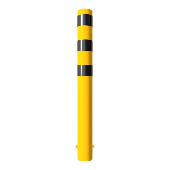 Schake Absperrpfosten Typ 40151BG, ortsfest, zum Einbetonieren, Ø 152mm, Gesamtlänge:1500mm, gelb/schwarz