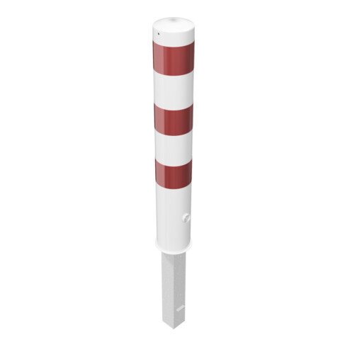 Schake Absperrpfosten Typ 40151FB, herausnehmbar, Ø 152mm + Dreikantverschluß, weiß / rot