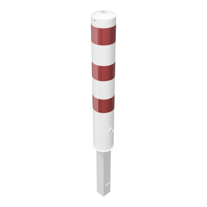 Schake Absperrpfosten Typ 40151FB, herausnehmbar, Ø 152mm + Dreikantverschluß, weiß / rot