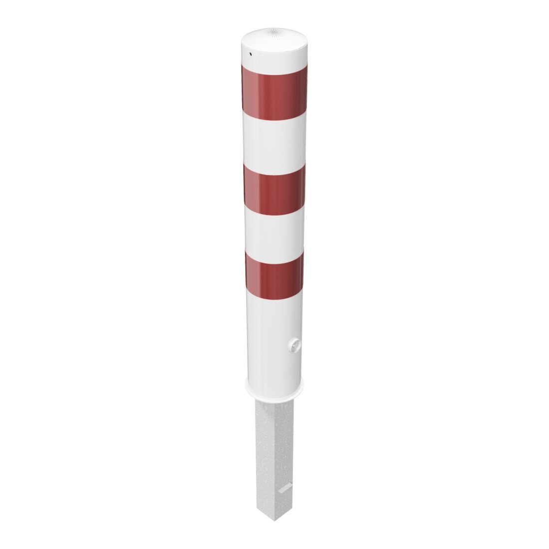 Schake Absperrpfosten Typ 40151FB, herausnehmbar, Ø 152mm + Dreikantverschluß, weiß / rot
