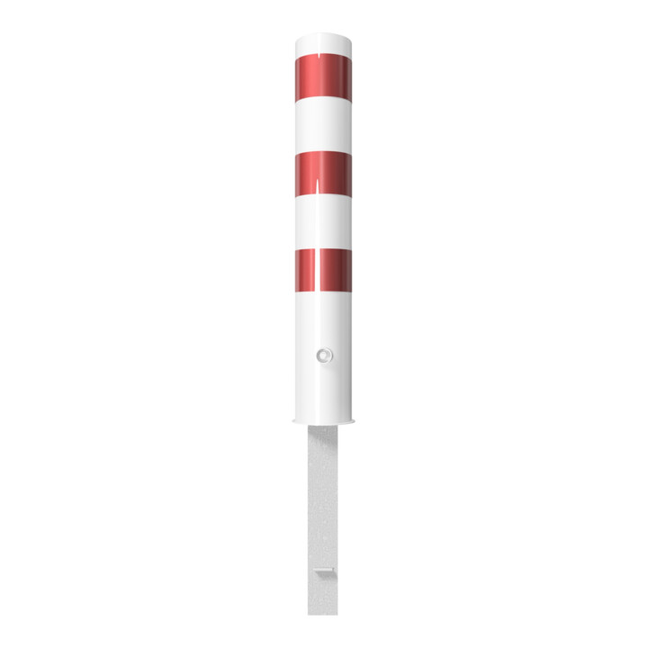 Schake Absperrpfosten Typ 40151FB, herausnehmbar, Ø 152mm + Dreikantverschluß, weiß / rot
