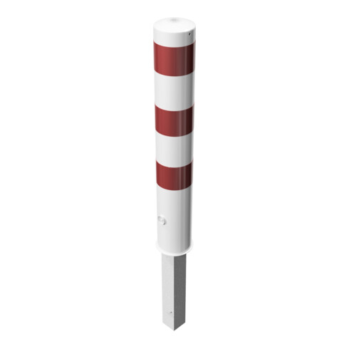 Schake Absperrpfosten Typ 40151FB, herausnehmbar, Ø 152mm + Dreikantverschluß, weiß / rot