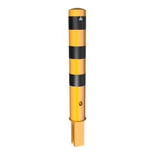 Schake Absperrpfosten Typ 40151FBG, herausnehmbar, Ø 152mm + Dreikantverschluß, gelb / schwarz