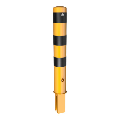 Schake Absperrpfosten Typ 40151FBG, herausnehmbar, Ø 152mm + Dreikantverschluß, gelb / schwarz