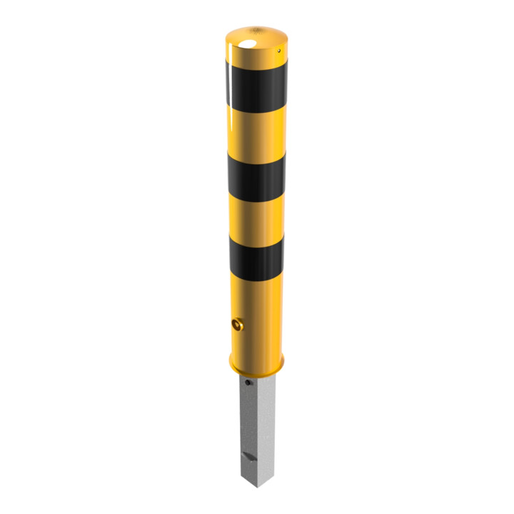 Schake Absperrpfosten Typ 40151FBG, herausnehmbar, Ø 152mm + Dreikantverschluß, gelb / schwarz