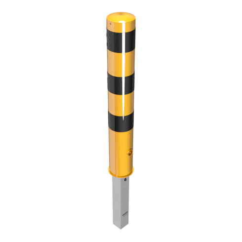 Schake Absperrpfosten Typ 40151FBG, herausnehmbar, Ø 152mm + Dreikantverschluß, gelb / schwarz