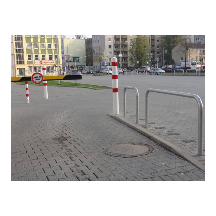 Schake Absperrpfosten Typ 40151HB, herausnehmbar, ohne Verschluss, Ø 152mm, Gesamtlänge:1500mm, weiss / rot