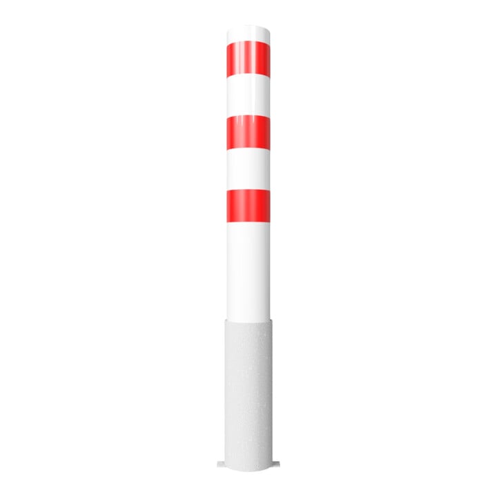 Schake Absperrpfosten Typ 40151HB, herausnehmbar, ohne Verschluss, Ø 152mm, Gesamtlänge:1500mm, weiss / rot