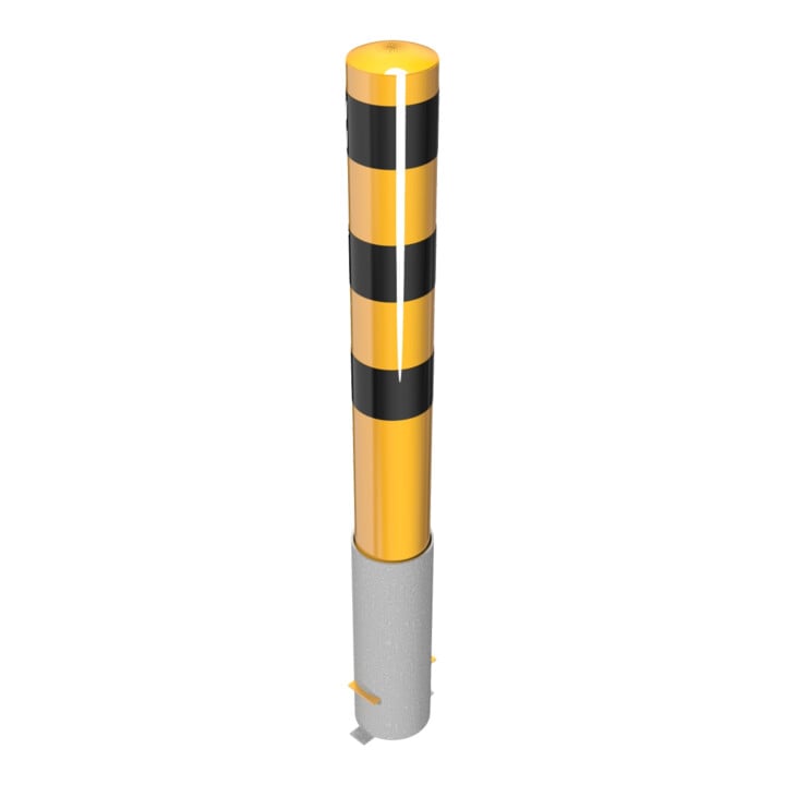 Schake Absperrpfosten Typ 40151HBG, herausnehmbar, ohne Verschluss, Ø 152mm, Gesamtlänge:1500mm, gelb / schwarz
