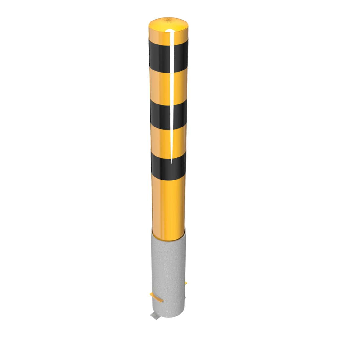 Schake Absperrpfosten Typ 40151HBG, herausnehmbar, ohne Verschluss, Ø 152mm, Gesamtlänge:1500mm, gelb / schwarz