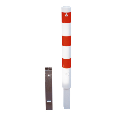 Schake Absperrpfosten Typ 40151ZB, herausnehmbar, Ø 152mm + Profilzylinder, weiß / rot