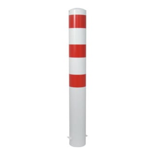 Schake Absperrpfosten Typ 40152B, ortsfest, zum Einbetonieren, Ø 152mm, Gesamtlänge:2000mm, weiß / rot