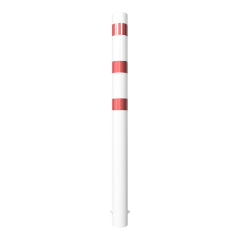 Schake Absperrpfosten Typ 40152B, ortsfest, zum Einbetonieren, Ø 152mm, Gesamtlänge:2000mm, weiß / rot
