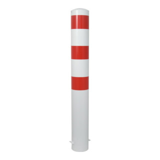 Schake Absperrpfosten Typ 40152HB, herausnehmbar, ohne Verschluss, Ø 152mm, Gesamtlänge:2000mm, weiss / rot