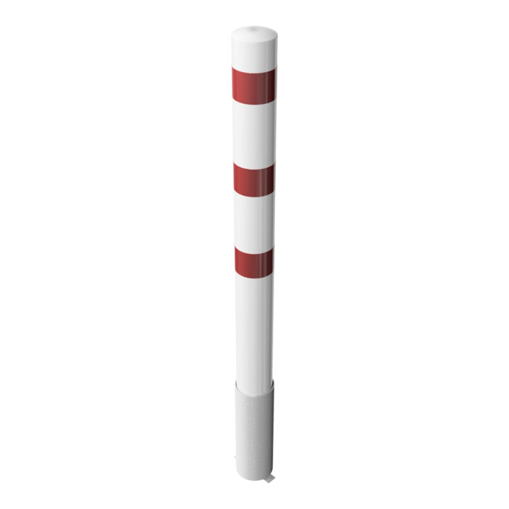 Schake Absperrpfosten Typ 40152HB, herausnehmbar, ohne Verschluss, Ø 152mm, Gesamtlänge:2000mm, weiss / rot