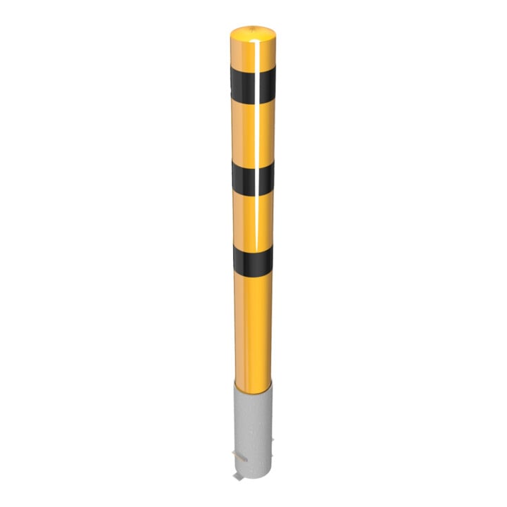 Schake Absperrpfosten Typ 40152HBG, herausnehmbar, ohne Verschluss, Ø 152mm, Gesamtlänge:2000mm, gelb / schwarz