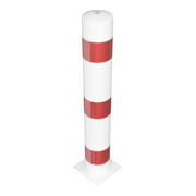 Schake Absperrpfosten Typ 40153B, ortsfest, zum Aufdübeln + Bodenplatte 220x220mm, Ø 152mm, Gesamtlänge:1000mm, weiß / rot-4