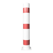 Schake Absperrpfosten Typ 40153B, ortsfest, zum Aufdübeln + Bodenplatte 220x220mm, Ø 152mm, Gesamtlänge:1000mm, weiß / rot-5