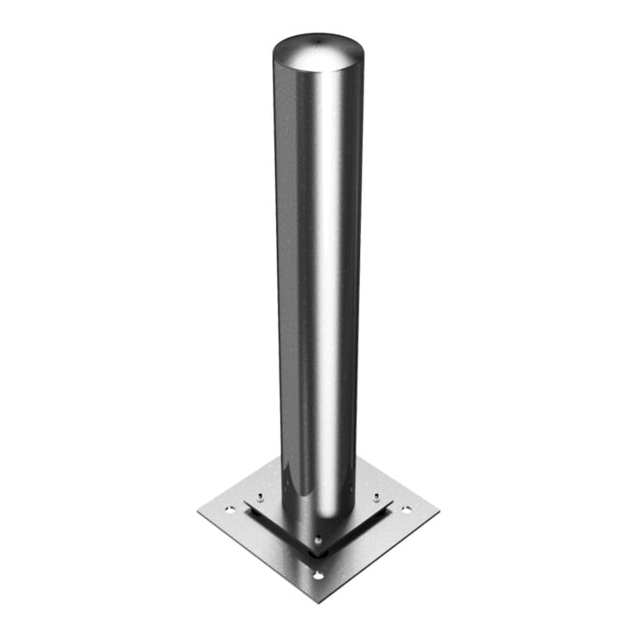Schake Absperrpfosten Typ 40153NP, ortsfest, zum Aufdübeln + Bodenplatte 360 x 360 mm, Ø 152mm, elastisch, Gesamtlänge:1000mm, feuerverzinkt