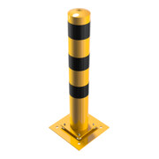 Schake Absperrpfosten Typ 40153NPBG, ortsfest, zum Aufdübeln + Bodenplatte 360 x 360 mm, Ø 152mm, elastisch, Gesamtlänge:1000mm, gelb, beschichtet, + schwarzen Streifen-3