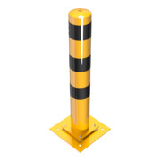 Schake Absperrpfosten Typ 40153NPBG, ortsfest, zum Aufdübeln + Bodenplatte 360 x 360 mm, Ø 152mm, elastisch, Gesamtlänge:1000mm, gelb, beschichtet, + schwarzen Streifen-4