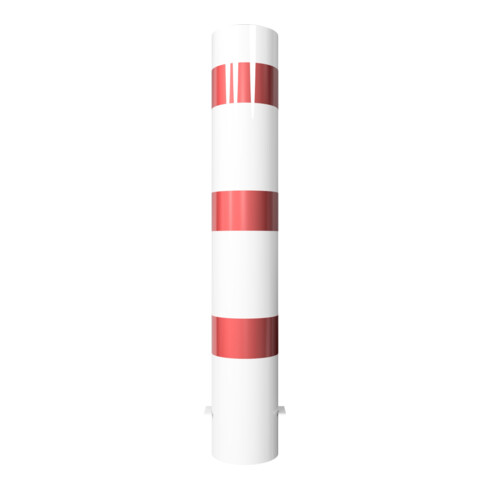 Schake Absperrpfosten Typ 40190B, ortsfest, zum Einbetonieren, Ø 193mm, Gesamtlänge:1200mm, weiß / rot