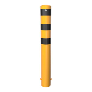 Schake Absperrpfosten Typ 40190BG, ortsfest, zum Einbetonieren, Ø 193mm, Gesamtlänge:1200mm, gelb / schwarz