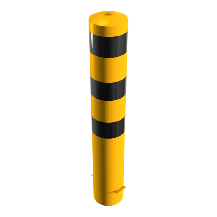 Schake Absperrpfosten Typ 40190BG, ortsfest, zum Einbetonieren, Ø 193mm, Gesamtlänge:1200mm, gelb / schwarz
