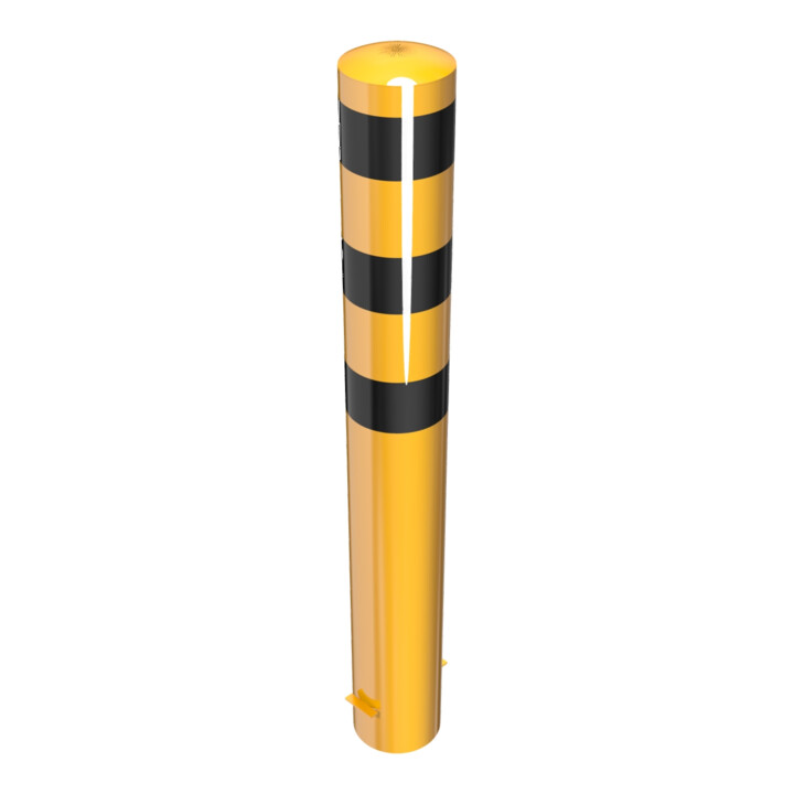 Schake Absperrpfosten Typ 40191BG, ortsfest, zum Einbetonieren, Ø 193mm, Gesamtlänge:1500mm, gelb / schwarz
