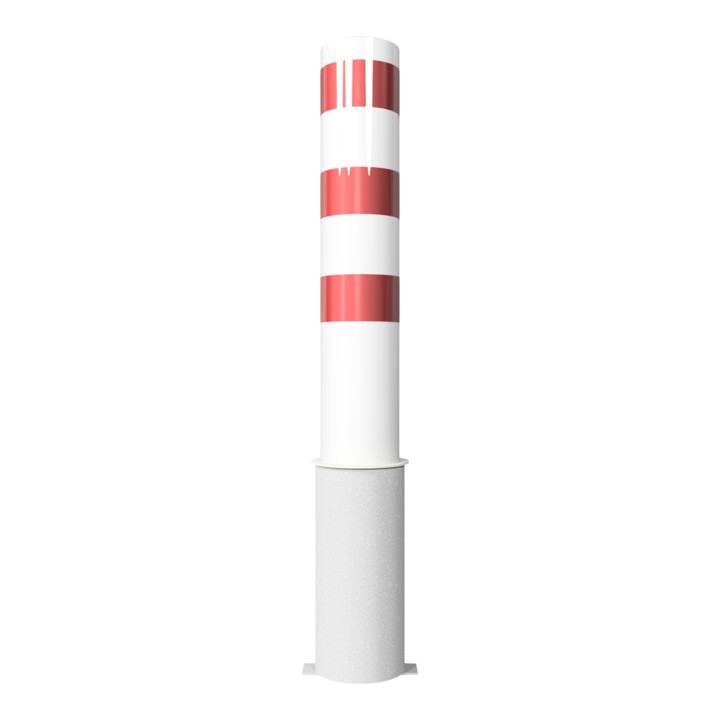 Schake Absperrpfosten Typ 40191HB, herausnehmbar, ohne Verschluss, Ø 193mm, Gesamtlänge:1500mm, beschichtet, weiss / rot