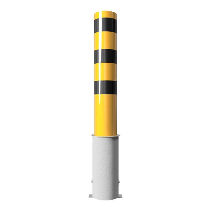 Schake Absperrpfosten Typ 40191HBG, herausnehmbar, ohne Verschluss, Ø 193mm, Gesamtlänge:1500mm, beschichtet, gelb / schwarz