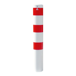 Schake Absperrpfosten Typ 40192B, ortsfest, zum Einbetonieren, Ø 193mm, Gesamtlänge:2000mm, weiß / rot