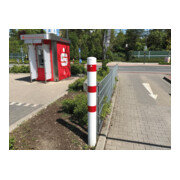 Schake Absperrpfosten Typ 40192B, ortsfest, zum Einbetonieren, Ø 193mm, Gesamtlänge:2000mm, weiß / rot-2