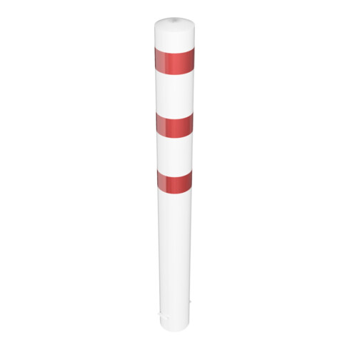 Schake Absperrpfosten Typ 40192B, ortsfest, zum Einbetonieren, Ø 193mm, Gesamtlänge:2000mm, weiß / rot