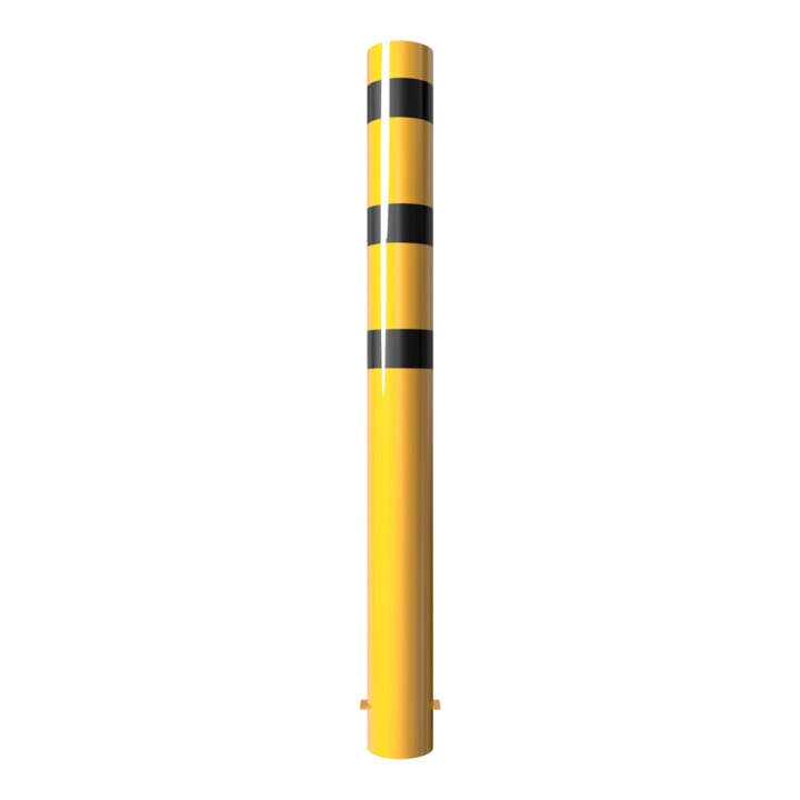 Schake Absperrpfosten Typ 40192BG, ortsfest, zum Einbetonieren, Ø 193mm, Gesamtlänge:2000mm, gelb/schwarz