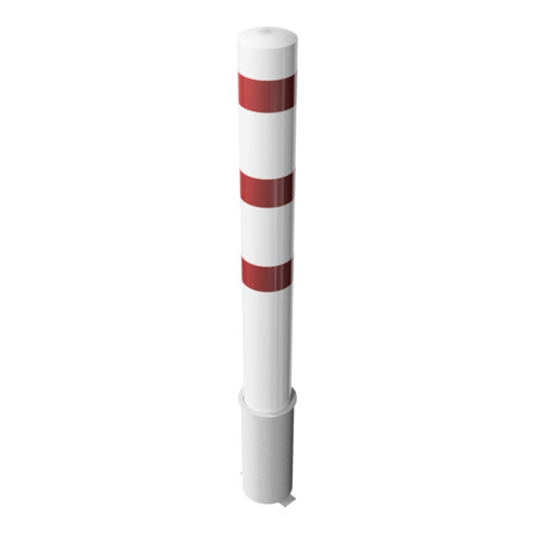 Schake Absperrpfosten Typ 40192HB, herausnehmbar, ohne Verschluss, Ø 193mm, Gesamtlänge:2000mm, beschichtet, weiss / rot