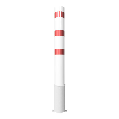 Schake Absperrpfosten Typ 40192HB, herausnehmbar, ohne Verschluss, Ø 193mm, Gesamtlänge:2000mm, beschichtet, weiss / rot