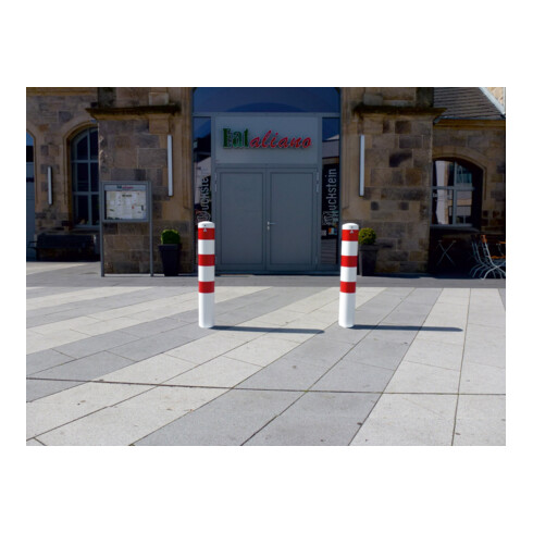 Schake Absperrpfosten Typ 40192HB, herausnehmbar, ohne Verschluss, Ø 193mm, Gesamtlänge:2000mm, beschichtet, weiss / rot