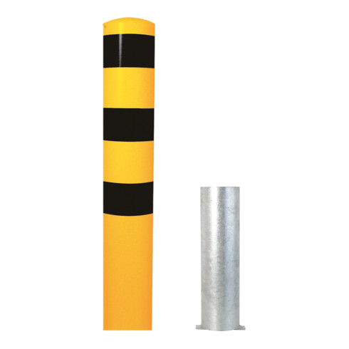 Schake Absperrpfosten Typ 40192HBG, herausnehmbar, ohne Verschluss, Ø 193mm, Gesamtlänge:2000mm, beschichtet, gelb / schwarz