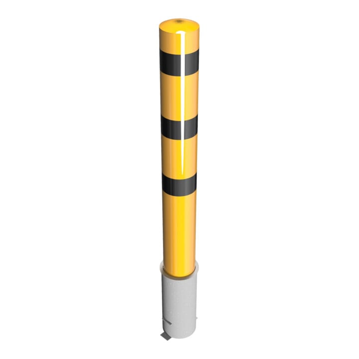 Schake Absperrpfosten Typ 40192HBG, herausnehmbar, ohne Verschluss, Ø 193mm, Gesamtlänge:2000mm, beschichtet, gelb / schwarz