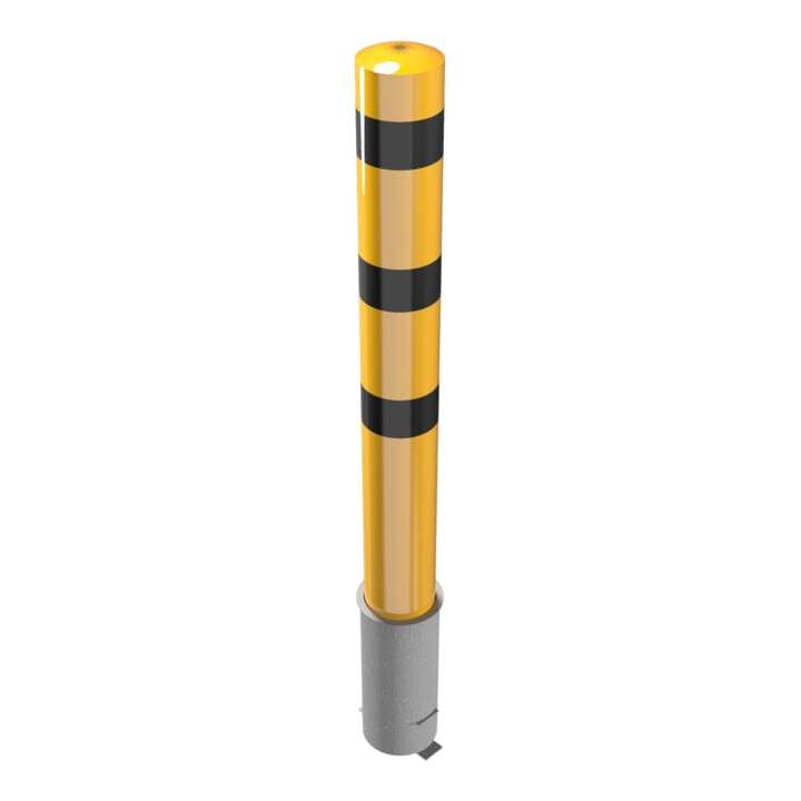 Schake Absperrpfosten Typ 40192HBG, herausnehmbar, ohne Verschluss, Ø 193mm, Gesamtlänge:2000mm, beschichtet, gelb / schwarz