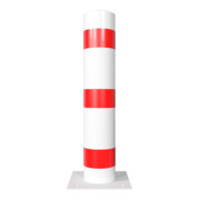 Schake Absperrpfosten Typ 40193B Stahlrohr, Ø 193mm, zum Aufdübeln + Bodenplatte 360x360mm, Gesamtlänge:1000mm, weiß / rot-5