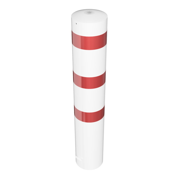 Schake Absperrpfosten Typ 40271B, ortsfest, zum Einbetonieren, Ø 273mm, Gesamtlänge:1500mm, weiß / rot