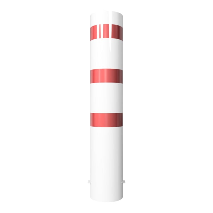 Schake Absperrpfosten Typ 40271B, ortsfest, zum Einbetonieren, Ø 273mm, Gesamtlänge:1500mm, weiß / rot