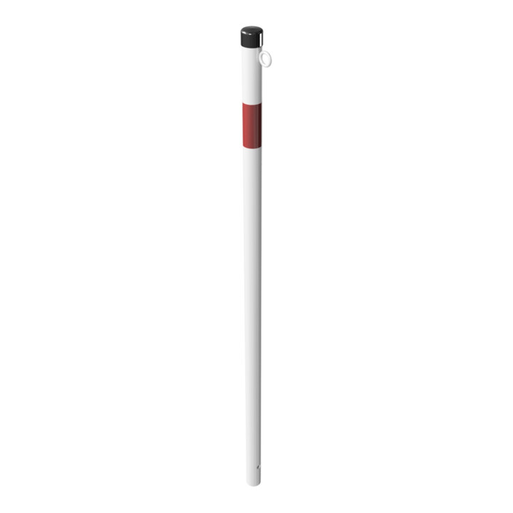 Schake Absperrpfosten Typ 4042B/1, ortsfest-, Ø42mm, zum Einbetonieren, weiß / rot + 1 Öse
