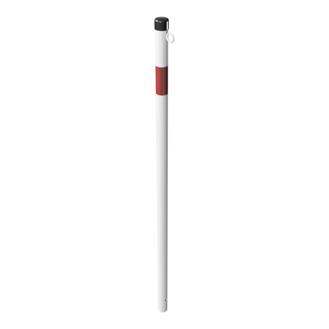 Schake Absperrpfosten Typ 4042B/1, ortsfest-, Ø42mm, zum Einbetonieren, weiß / rot + 1 Öse