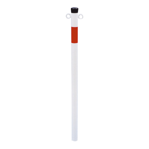 Schake Absperrpfosten Typ 4042B/2, ortsfest, Ø42mm, zum Einbetonieren, weiß / rot + 2 Ösen